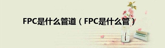 FPC是什么管道（FPC是什么管）