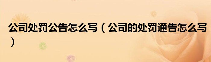 公司处罚公告怎么写（公司的处罚通告怎么写）