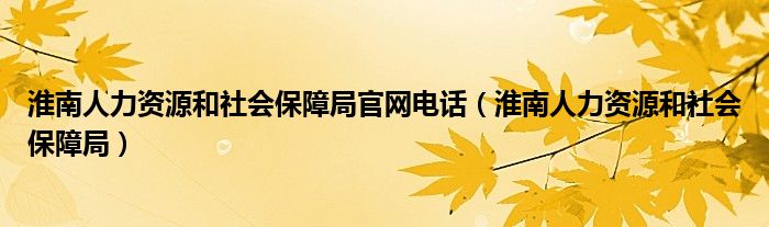 淮南人力资源和社会保障局官网电话（淮南人力资源和社会保障局）