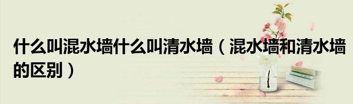 什么叫混水墙什么叫清水墙（混水墙和清水墙的区别）