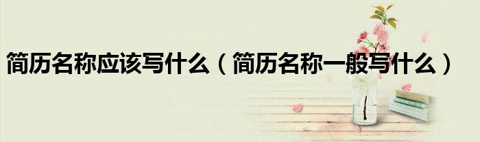 简历名称应该写什么（简历名称一般写什么）