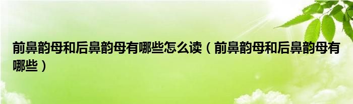 前鼻韵母和后鼻韵母有哪些怎么读（前鼻韵母和后鼻韵母有哪些）