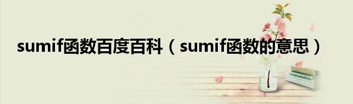 sumif函数百度百科（sumif函数的意思）