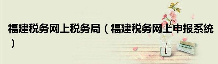 福建税务网上税务局（福建税务网上申报系统）