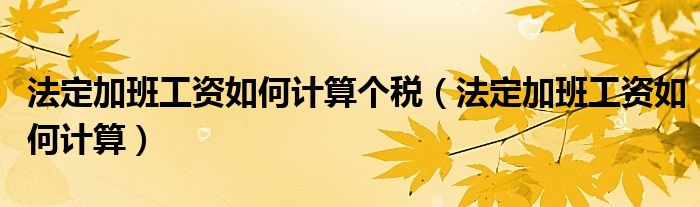 法定加班工资如何计算个税（法定加班工资如何计算）