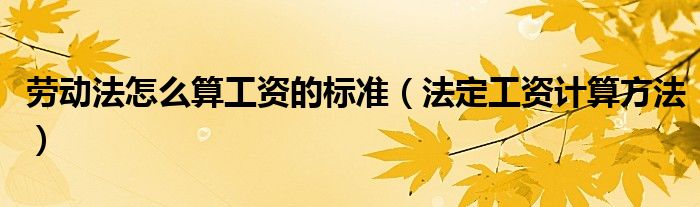 劳动法怎么算工资的标准（法定工资计算方法）