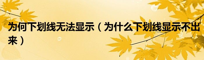 为何下划线无法显示（为什么下划线显示不出来）