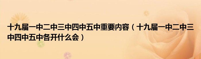 十九届一中二中三中四中五中重要内容（十九届一中二中三中四中五中各开什么会）