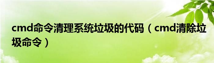 cmd命令清理系统垃圾的代码（cmd清除垃圾命令）