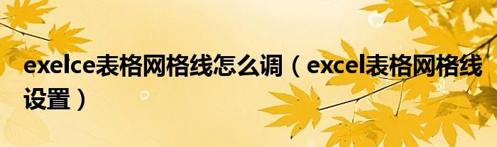 exelce表格网格线怎么调（excel表格网格线设置）