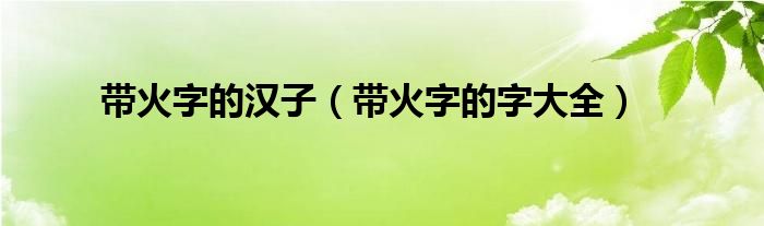 带火字的汉子（带火字的字大全）