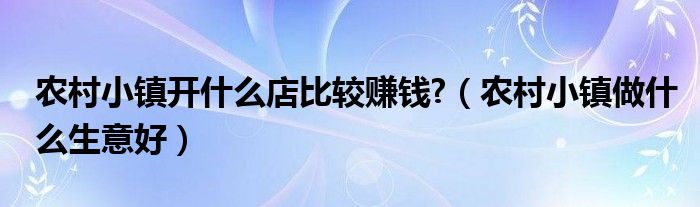 农村小镇开什么店比较赚钱?（农村小镇做什么生意好）