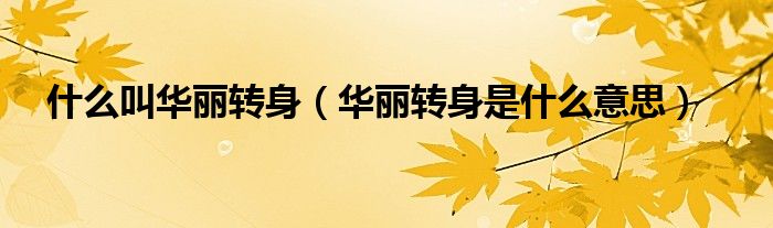 什么叫华丽转身（华丽转身是什么意思）