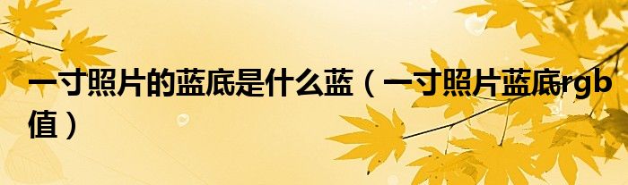 一寸照片的蓝底是什么蓝（一寸照片蓝底rgb值）