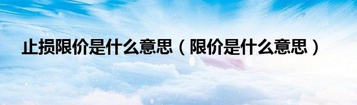 止损限价是什么意思（限价是什么意思）