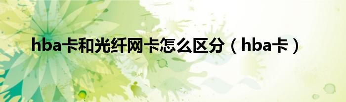 hba卡和光纤网卡怎么区分（hba卡）