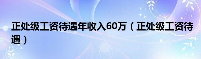正处级工资待遇年收入60万（正处级工资待遇）
