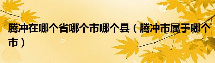 腾冲在哪个省哪个市哪个县（腾冲市属于哪个市）