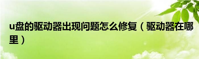 u盘的驱动器出现问题怎么修复（驱动器在哪里）