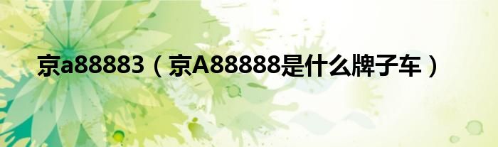 京a88883（京A88888是什么牌子车）