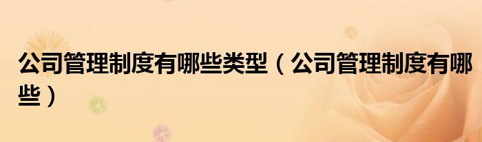 公司管理制度有哪些类型（公司管理制度有哪些）