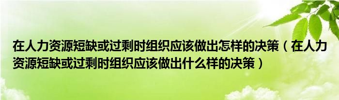 在人力资源短缺或过剩时组织应该做出怎样的决策（在人力资源短缺或过剩时组织应该做出什么样的决策）