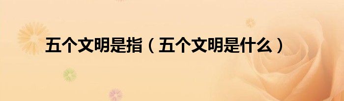 五个文明是指（五个文明是什么）