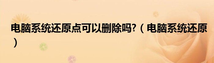 电脑系统还原点可以删除吗?（电脑系统还原）