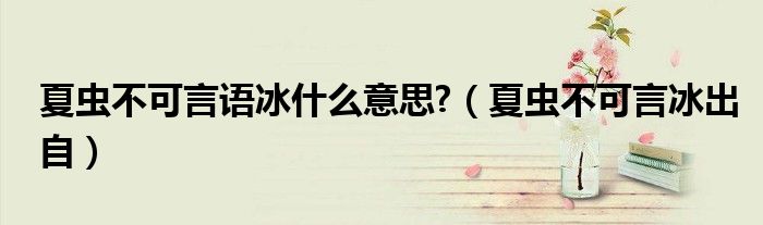 夏虫不可言语冰什么意思?（夏虫不可言冰出自）