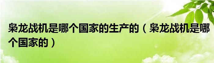 枭龙战机是哪个国家的生产的（枭龙战机是哪个国家的）