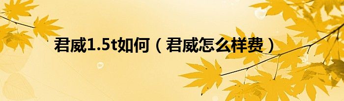 君威1.5t如何（君威怎么样费）