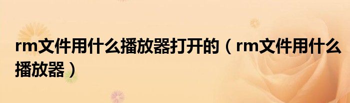 rm文件用什么播放器打开的（rm文件用什么播放器）