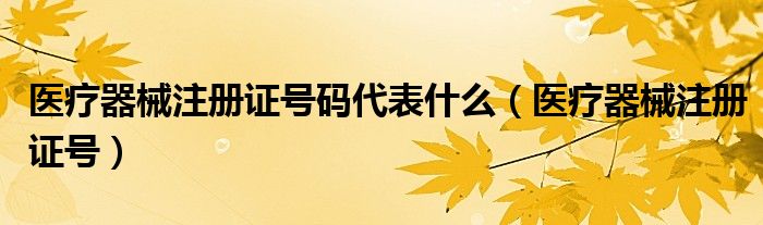 医疗器械注册证号码代表什么（医疗器械注册证号）