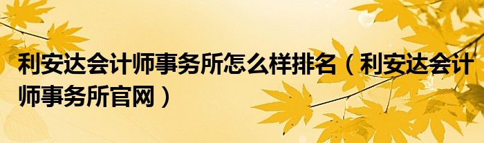 利安达会计师事务所怎么样排名（利安达会计师事务所官网）