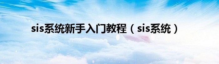 sis系统新手入门教程（sis系统）