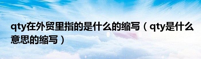 qty在外贸里指的是什么的缩写（qty是什么意思的缩写）