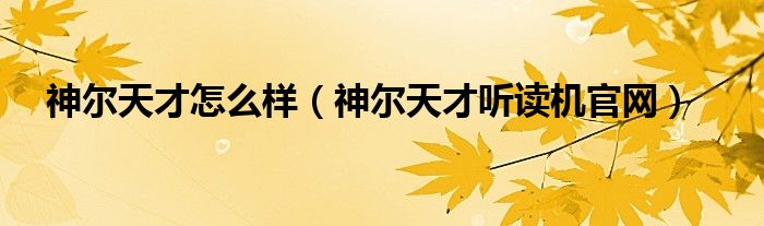 神尔天才怎么样（神尔天才听读机官网）
