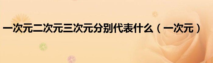 一次元二次元三次元分别代表什么（一次元）