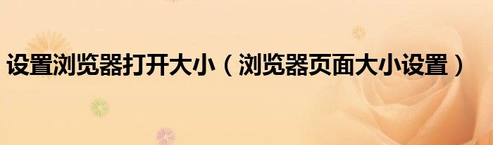 设置浏览器打开大小（浏览器页面大小设置）