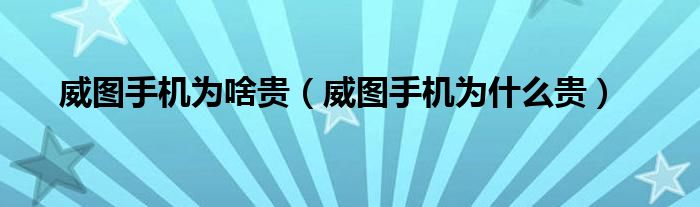 威图手机为啥贵（威图手机为什么贵）