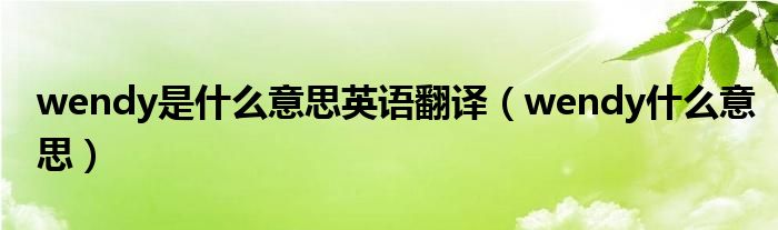wendy是什么意思英语翻译（wendy什么意思）