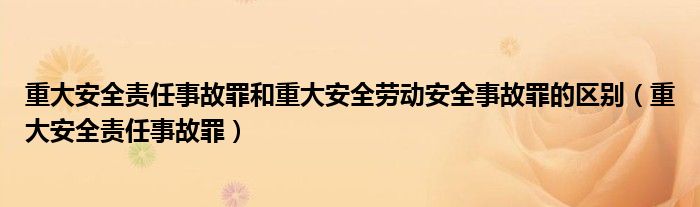 重大安全责任事故罪和重大安全劳动安全事故罪的区别（重大安全责任事故罪）