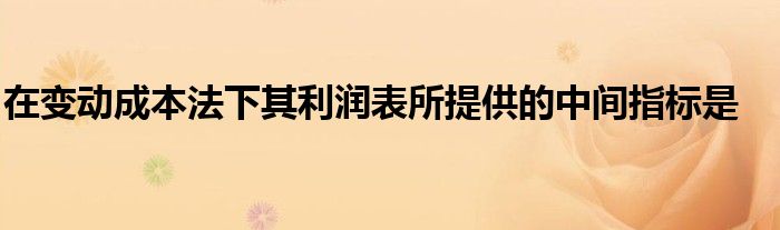 在变动成本法下其利润表所提供的中间指标是