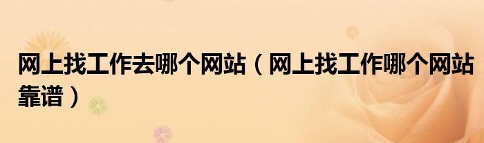 网上找工作去哪个网站（网上找工作哪个网站靠谱）