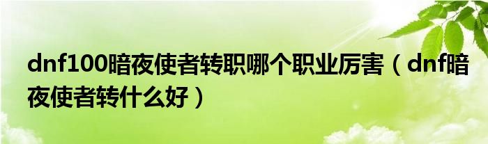 dnf100暗夜使者转职哪个职业厉害（dnf暗夜使者转什么好）