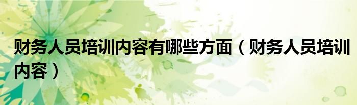 财务人员培训内容有哪些方面（财务人员培训内容）