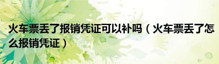 火车票丢了报销凭证可以补吗（火车票丢了怎么报销凭证）