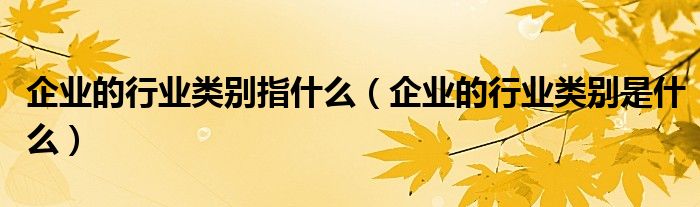 企业的行业类别指什么（企业的行业类别是什么）