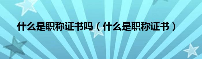 什么是职称证书吗（什么是职称证书）