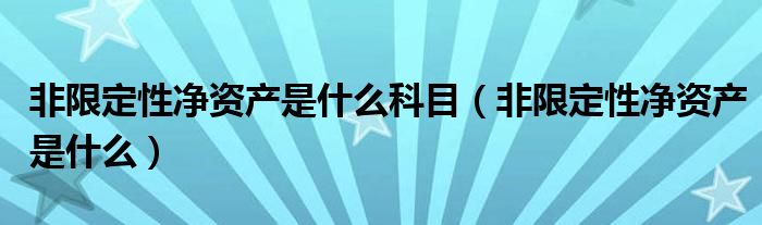 非限定性净资产是什么科目（非限定性净资产是什么）